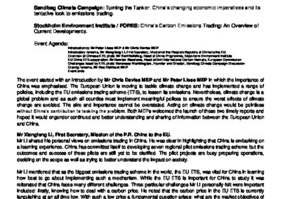 Event Note: What’s happening on emissions trading in China?