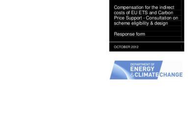 BIS consultuation submission on compensating Energy Intensive Users