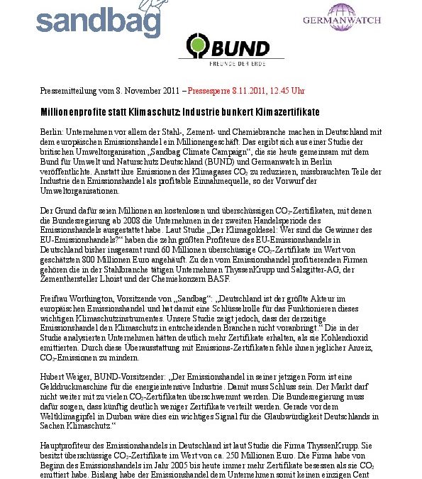 Millionenprofite statt Klimaschutz: Industrie bunkert Klimazertifikate